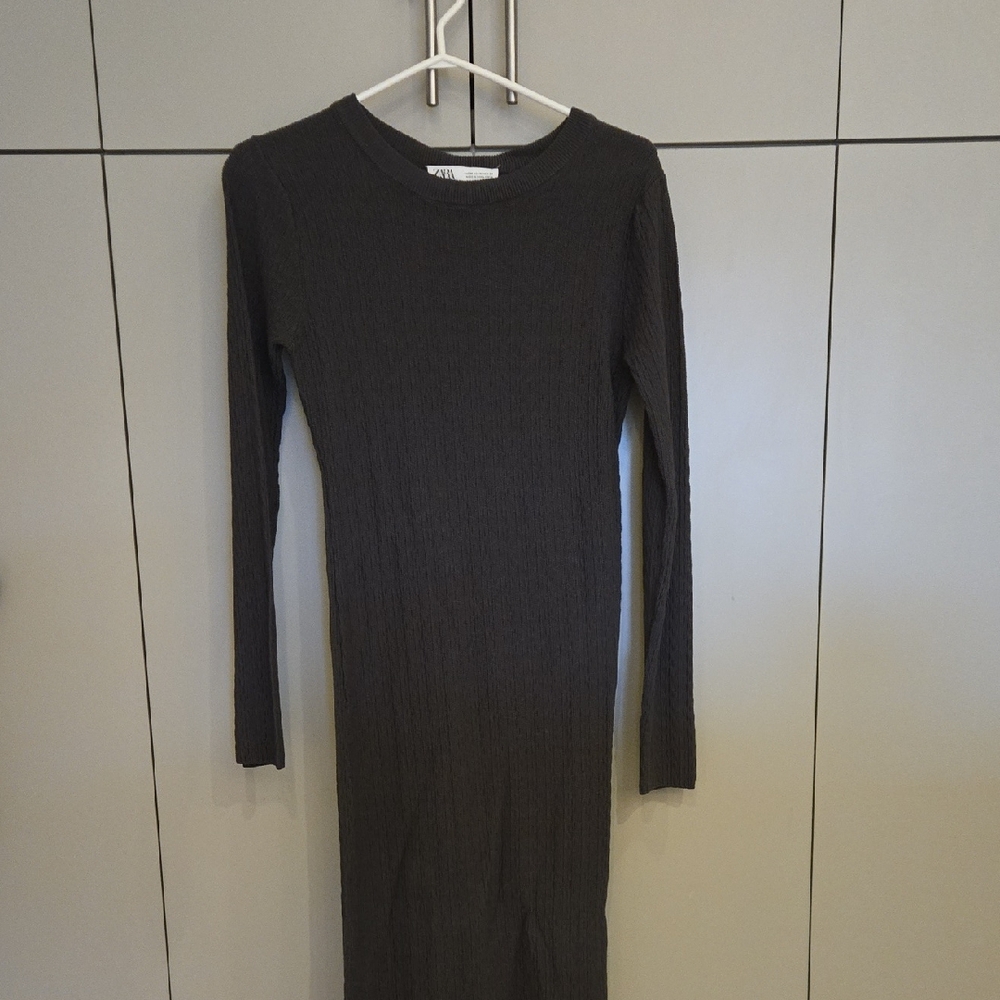 Zara Charcoal Long Sleeve Maxi Dress